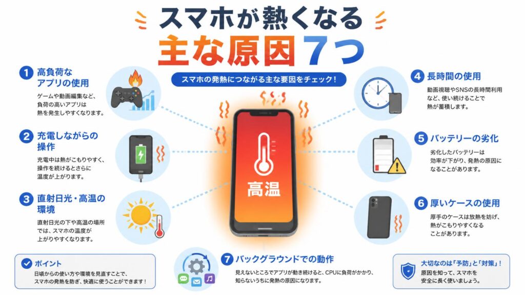スマホが熱くなる主な原因