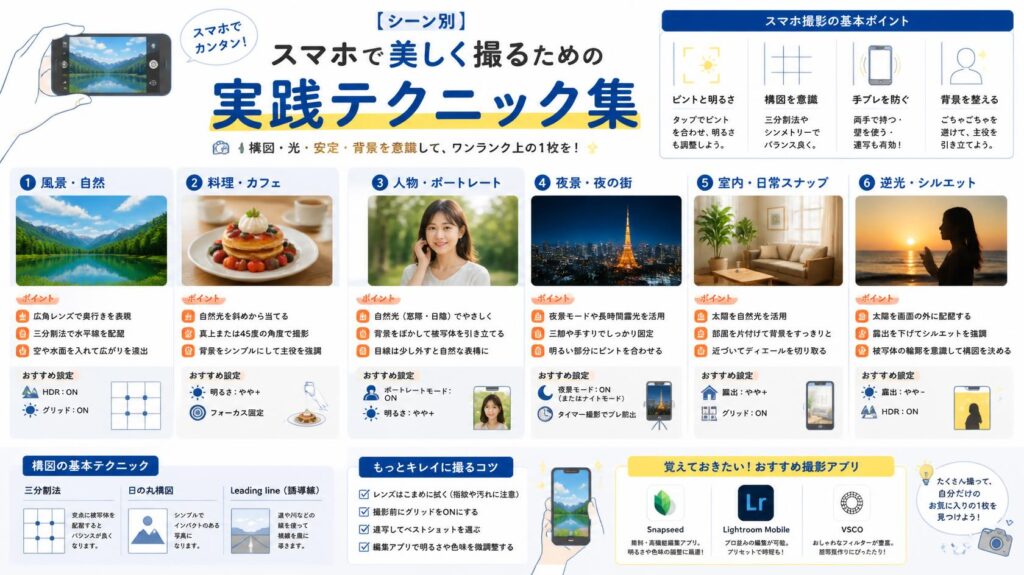 【シーン別】スマホでキレイに撮る実践テクニック