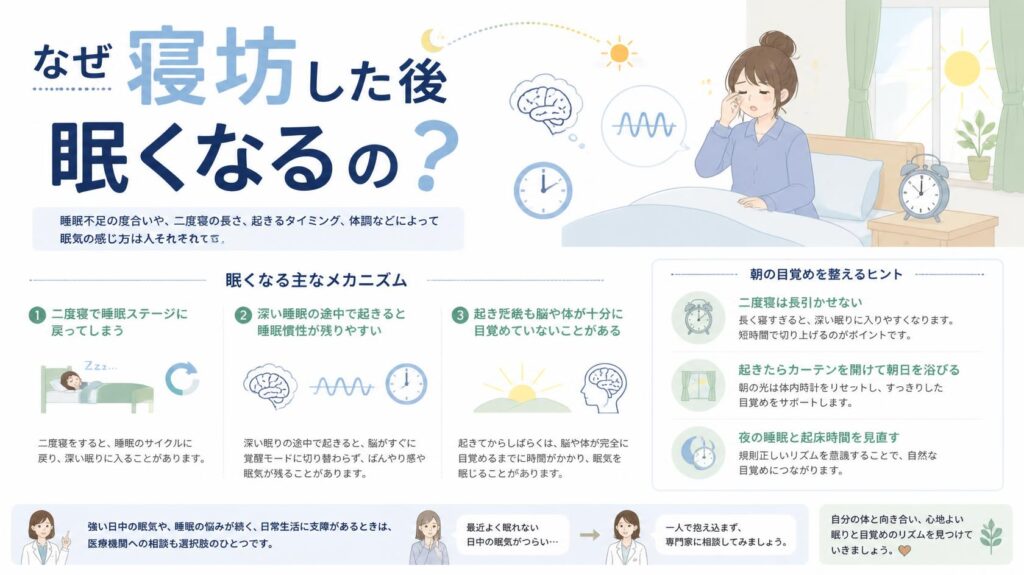 二度寝すると眠くなるのはなぜ?