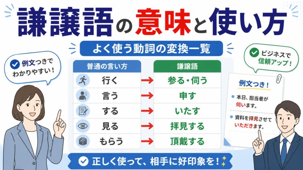 謙譲語の意味と使い方｜よく使う動詞の変換一覧