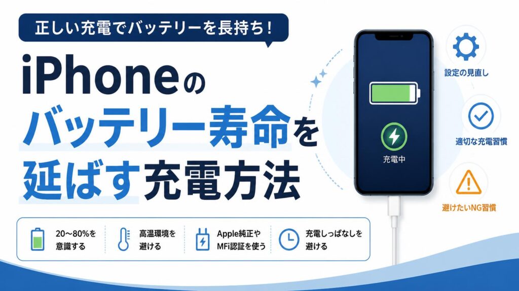 iPhoneバッテリーを長持ちさせるための充電方法