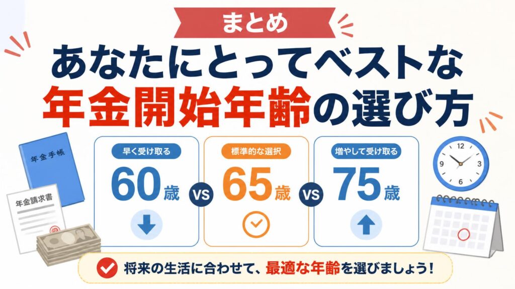 まとめ|自分に最適な受給開始年齢を選ぼう