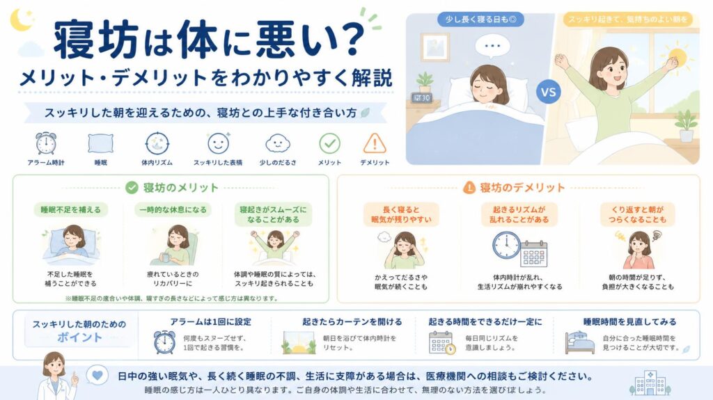二度寝は体に悪い?メリット・デメリットをわかりやすく解説|朝をスッキリ迎えるための正しい付き合い方