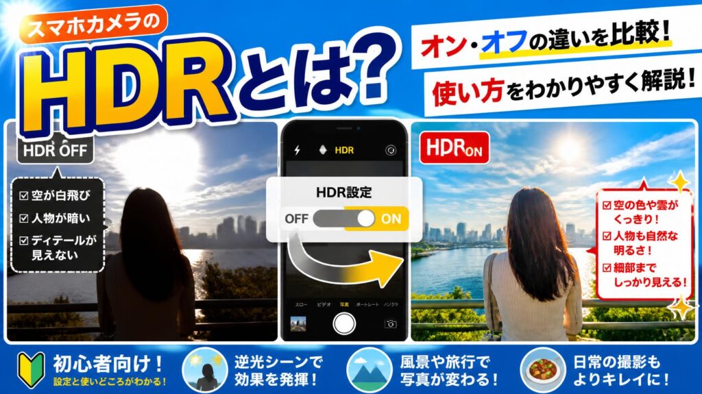 スマホカメラのHDRとは?オン/オフの違いと使い分けをわかりやすく解説