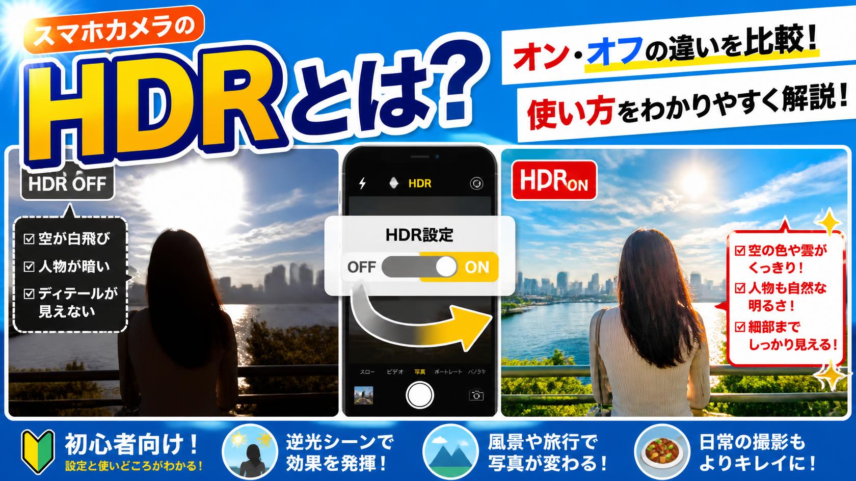 スマホカメラのHDRとは?オン/オフの違いと使い分けをわかりやすく解説